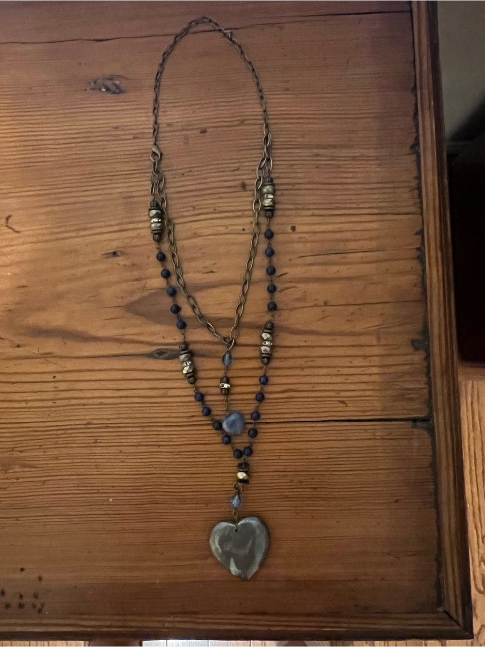 Navy blue beaded layered necklace